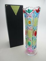 C234◆KAMEI GLASS カメイガラス ガラス 花瓶 花器 花入 高さ 約24cm 置物 インテリア 検：切子_画像1