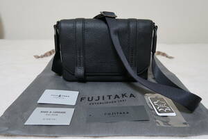 【送料無料】 FUJITAKA フジタカ アルタ かぶせ レザーショルダーバッグ スモール 633102 牛革 鞄 肩掛け 斜め掛け ブラック 超美品