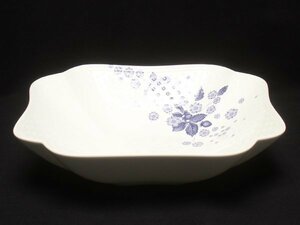 美品 ウェッジウッド スクエアボウル 皿 23cm ストロベリー ブルーム インディゴ WEDGWOOD [0402]