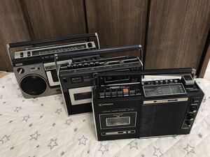 ラジカセ3台セットジャンク品: SONY CF-1700、AIWA TPR-858, HITACHI TRK-1280。