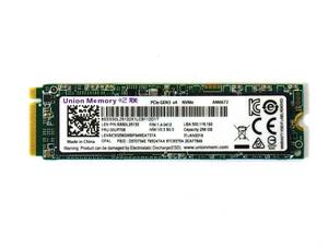 Union Memory (Lenovo純正品)/ M.2 2280 NVMe SSD 256GB /健康状態100%/累積使用42時間/動作確認済み, フォーマット済み/中古品