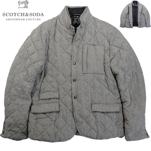 5303/SCOTCH＆SODA厚手中わた入りキルティング二重襟ジャケットXL●洗濯プレス済●ヘリンボーンスコッチアンドソーダ アウターブルゾン古着