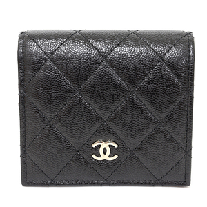 シャネル CHANEL マトラッセ スモールウォレット 二つ折り財布 ココマーク キャビアスキン AP3178 ブラック ライトゴールド金具 未使用