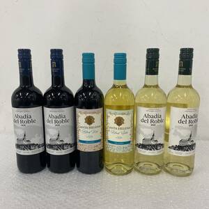 P022(6780)-421【同梱不可】お酒 果実酒 6本まとめ 約6.8㎏ Abadia del Roble 2020 赤・白 / SANTA HELENA Blend White・Red