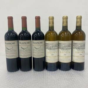 P023(7530)-409【同梱不可】お酒 果実酒 6本まとめ 約7.5㎏ TRAPICHE VARIETALS CABERNET SAUVIGNON 2011 / CHATEAU BROWN 2000 