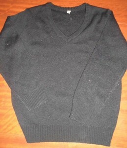  simple plain black long sleeve sweater regular equipment . uniform .130