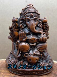 七福神 象の神 置物 彫刻工芸品 木彫り 縁起物 仏師で仕上げ品 置物
