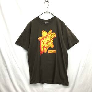 JZ0039★AMOEBA MUSIC : HOLLYWOOD ロゴプリントTシャツ★M★ブラウン系 アメーバミュージック