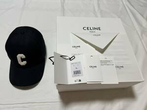 現行品 CELINE セリーヌ イニシャル ベースボール キャップ コットン ブラック サイズL メンズ 帽子 Cap