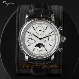  very popular *SUGESS? hand winding? men's? calendar? chronograph type? Vintage? moon phase? waterproof wristwatch 