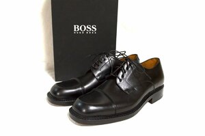 1円●未使用●ヒューゴボス HUGO BOSS●レースアップビジネスシューズ●ストレートチップ レザー 黒 7.5 26cm程度 通勤 フォーマル