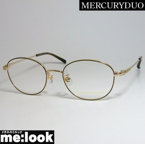 MERCURYDUO マーキュリーデュオ　レディース クラシック 眼鏡 メガネ フレーム MDF6049-4 サイズ50 度付可 カーキ　ゴールド