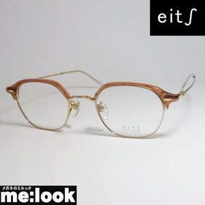 eits エイチ　日本製 レディース　HAMAMOTO　ハマモト 軽量 眼鏡 メガネ フレーム H1183-3-47度付可 クリアブラウン　ゴールド