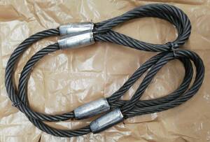 ◎ ワイヤロープ M-24 長さ 約1m50cm ワイヤ直径　約3cm 2本セット 30-105