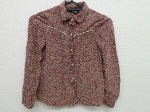 (26452)ZARA Kids　ザラ　ブラウス　長袖　小花柄　レッド系　128㎝　7ー8years　USED