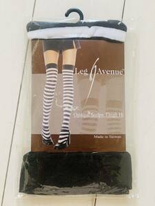 Leg Avenue / Opaque Stripe Thigh Hi ボーダーニーハイソックス　黒×白　未開封