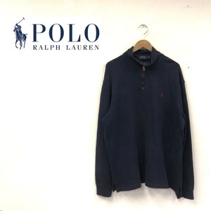 D2476-G-N◆polo by ralph lauren ポロラルフローレン パーカ◆sizeL 綿100% ワンポイント ネイビー 無地 メンズ トップス 長袖 ハイネック