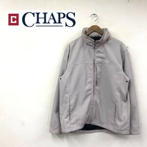 D2410-G◆chaps チャップス ジャンパー◆sizeL ベージュ 無地 メンズ アウター 長袖 上着 ハイネック フード ポケット シンプル ロゴ 刺繍