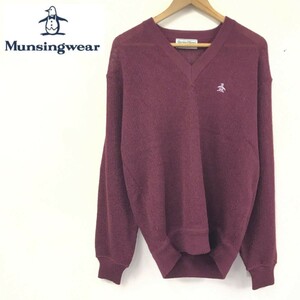 D2261-F-N◆ Munsingwear マンシングウェア ニット セーター トップス ◆ size2 ウール アクリル レッド 古着 メンズ 秋冬 ゴルフウェア