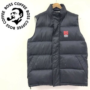 D2241-F-N◆ SUNTORY サントリー BOSS ボス ダウンベスト ジャケット 懸賞品 非売品 ◆ ナイロン100 ブラック 古着 メンズ 秋冬