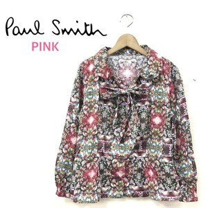 D2155-R-N◆PAUL SMITH PINK ポールスミスピンク 長袖総柄ブラウス◆サイズ42 レディース 綿100% コットン アニマル 動物 七部袖 薄手