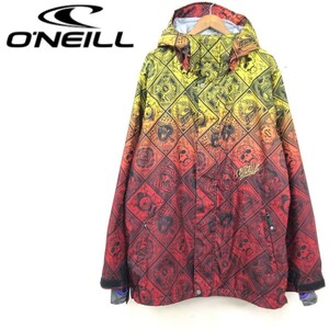 D2199-F◆ 美品 ◆ ONEILL オニール スノボウェア ジャケット マウンテンパーカー フーディ ◆ sizeXL ポリエステル100 総柄 古着 スキー