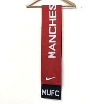 D2218-U-N◆NIKE×MANCHESTER UNITED ナイキ マンチェスターユナイテッド マフラー 細め ロゴ サッカー◆size約147×18cm 黒 赤 アクリル_画像3