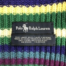 D2219-U-N◆Polo Ralph Lauren ポロラルフローレン マフラー ボーダー柄 マルチカラー カラフル 個性的◆size約162×26cm ラムウール_画像5