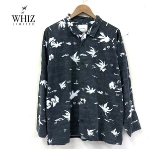 D1496-W-N◆Whiz Limited ウィズリミテッド 長袖シャツ ラグランスリーブ 柄物 カジュアル◆size:L チャコールグレー系 レーヨン コットン