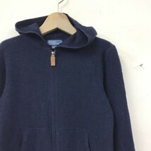 D1632-N◆良品◆ POLO Ralph Lauren ポロラルフローレン ピュアカシミヤニット パーカー キッズ フルジップ◆size130 ネイビー 紺 ウール_画像3