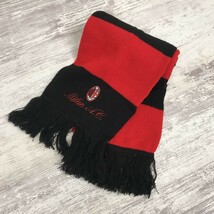 D1701-N◆old◆ イタリア製 AC Milan gua giu エーシーミラン マフラー ロゴ刺繍 サッカー クラブ◆ ブラック レッド アクリル100_画像4