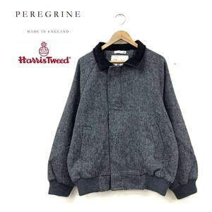 D1888-N◆美品◆ イギリス製 Peregrine HARRIS TWEED ペレグリン ハリスツイード ウールジャケット 襟コーズ◆sizeM グレー ヘリンボーン