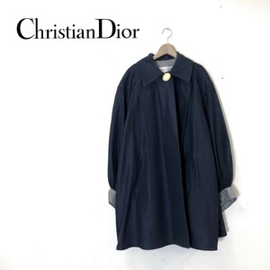 D2022-O-S◆ Christian Dior クリスチャンディオール コート ボリュームスリーブ 金ボタン アウター◆size9 シルク ネイビー