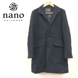 D1529-F-N◆ NANO UNIVERSE ナノユニバース チェスターコート ジャケット ◆ sizeM ウール ポリエステル ブラック 古着 メンズ 秋冬