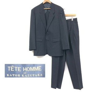 D1538-F-S◆ TETE HOMME テッドオム katoh kazutaka セットアップ スーツ テーラードジャケット スラックス シングル ◆ sizeM ウール 古着