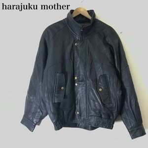 D1669-F◆ 80s~ ◆ 美品 ◆ harajuku mother 原宿マザー ラムレザージャケット ブルゾン old ◆ sizeM 羊革 ブラック 古着 メンズ 秋冬