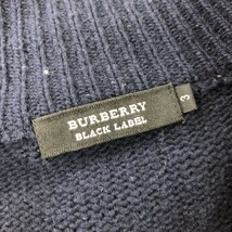 D1784-F◆ BURBERRY black label バーバリーブラックレーベル カーディガン ニット セーター ◆ size3 ウール ナイロン ネイビー 古着 秋冬_画像7