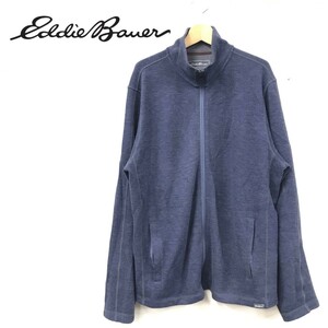 D1230-R◆良品 Eddie Bauer エディーバウアー ジップアップジャケット◆サイズL メンズ 紳士 綿混 トップス アウター 秋冬 ネイビー