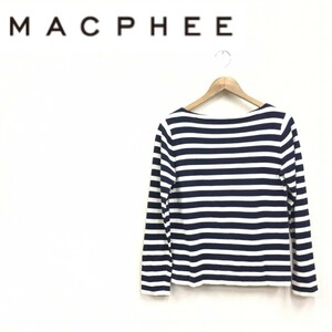 O2670-F◆ macphee マカフィー 長袖Tシャツ カットソー ◆ sizeS コットン100 ネイビー ホワイト ボーダー 柄 古着 レディース 秋冬