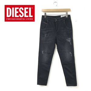 O2460-M◆DIESEL ディーゼル デニムパンツ ジーンズ ◆size２４ コットン 黒 ブラック レディース 古着 ダメージ加工