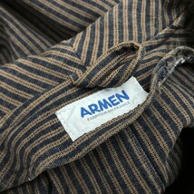 N1757-O-N◆美品◆フランス製◆ ARMEN アーメン ワークジャケット ストライプ アウター◆コットン ブラウン_画像6