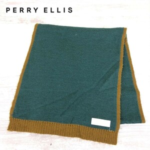 N1253-J-N◆日本製 Perry Ellis ペリーエリス ウール混マフラー◆バイカラー 毛25% 秋冬アイテム 暖かい ファッション小物 ストール