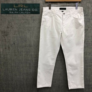 N1529-K◆良品 LAUREN JEANS ローレンジーンズ デニムパンツ◆ラルフローレン size6 白 クロップドモダンストレート ストレッチ カジュアル