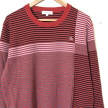 N2243-F-N◆ Calvin Klein GOLF カルバンクラインゴルフ ニット セーター ◆ sizeLL ウール アクリル レッド ボーダー 古着 メンズ 秋冬_画像3