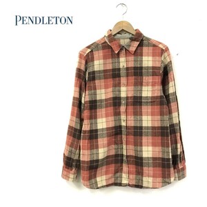 D97-D◆良品◆ PENDLETON ペンドルトン ウールシャツ 長袖 レディース トップス ◆ sizeS レッド ベージュ チェック 毛100