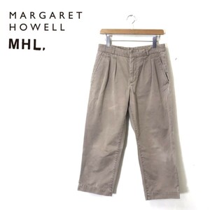 N1656-U◆MARGARET HOWELL マーガレットハウエル チノパンツ 七部丈 シンプル 無地 ベーシック ナチュラル◆size3 ベージュ コットン