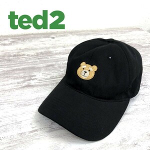 D142-O◆美品◆ ted2 テッド2 キャップ 刺繍 クマ 映画 帽子 ◆コットン ブラック 黒