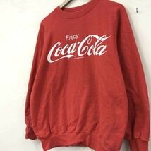 D894-N◆old◆ Coca Cola コカコーラ スウェットシャツ トレーナー 長袖 トップス プリント◆ sizeL レッド 赤 コットン 古着_画像5