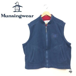 N2431-F-N◆ Munsingwear マンシングウェア フリースベスト ジャケット ◆ sizeL ポリエステル100 ネイビー 古着 メンズ 秋冬 ゴルフ