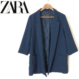 D1361-F-N◆ 美品 ◆ ZARA BASIC ザラベーシック ボタンレステーラードジャケット ブレザー ◆ sizeM ポリエステル100 ネイビー 古着 秋冬